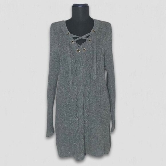 Vintage Y2K Dex Cable Knit Laced V Neck Sweater Small - Picture 1 of 9